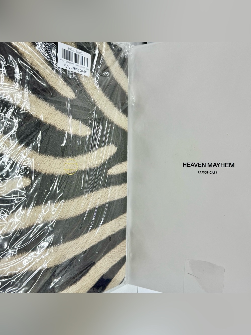 Heaven Mayhem Zebra-Pattern Black & Cream Laptop Case